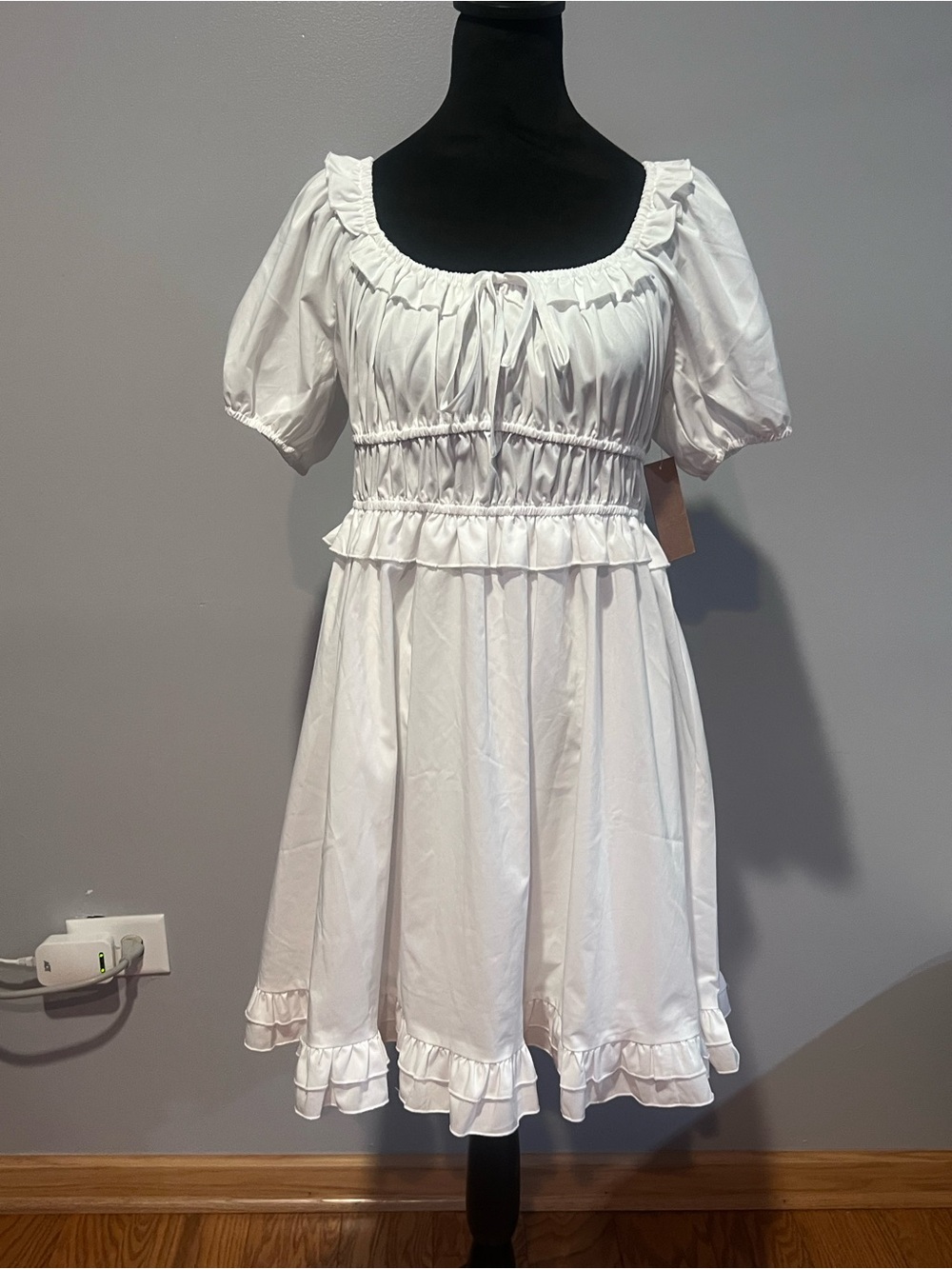 NWT White Just Found Ruffle Smocked Waist Dress